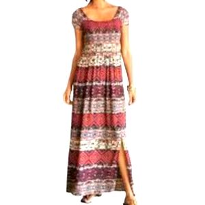 Soft Surroundings Marcelo Smocked Merlot Boho Maxi Dress Size 2X